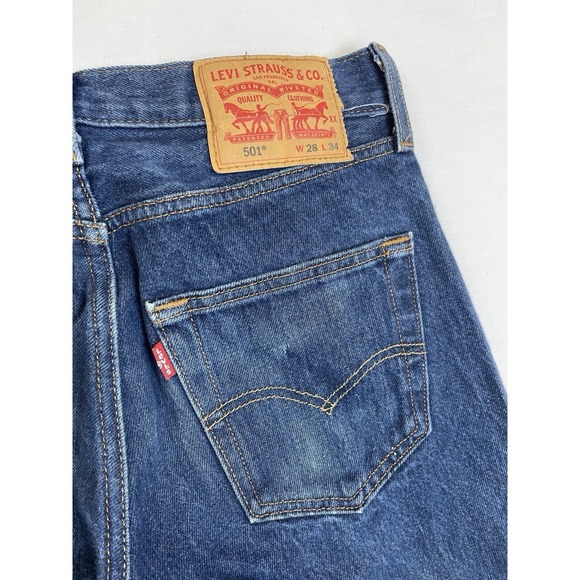 Levis 501 Men Jeans Button Fly 28x30 (measured) Medium Wash Straight Leg Regular - Picture 12 of 12